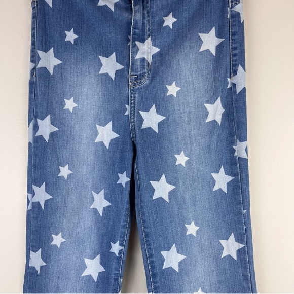Cello Star Print Denim Blue Jeans High Waisted Bell Bottom Wide Leg Size 9 - Picture 6 of 14